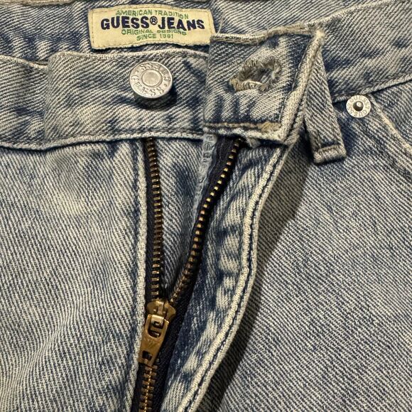 Vintage Guess Jeans Mens 36x28 Blue Denim 90s Made in USA Straight Zip Up Pants - Picture 9 of 11